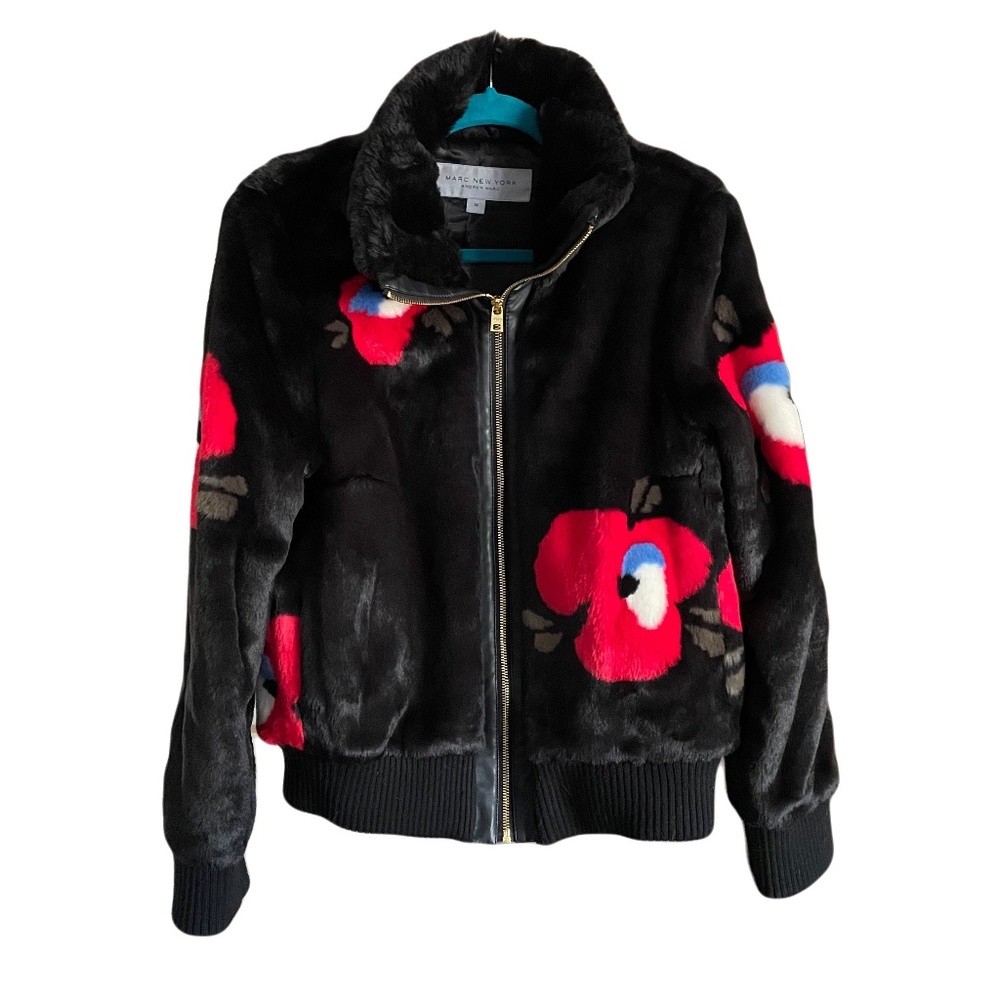 ❣️SOLD❣️MARC New York /Andrew Marc Faux Fur Black Graphic Jacket